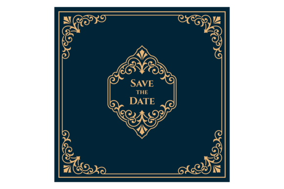 A Golden Square Invitation Design for Embroidered Elegance