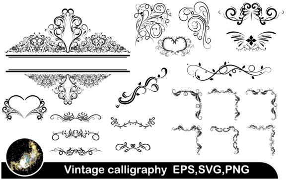 A Vintage Calligraphic Element Set for Graphic Illustrations