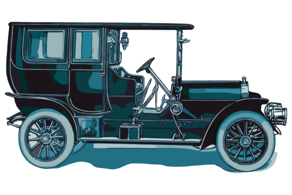 A Vintage Green Car Illustration for Commercial Graphics