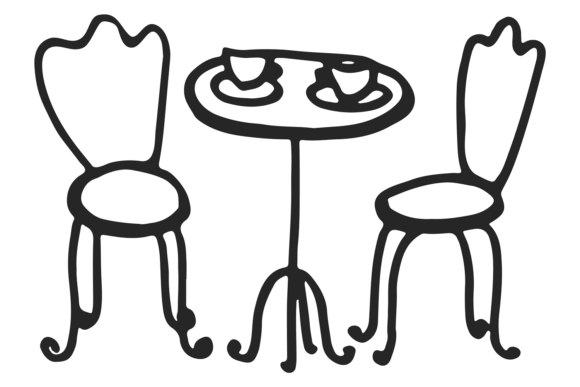Hand Drawn Cafe Table Graphic for Illustrations