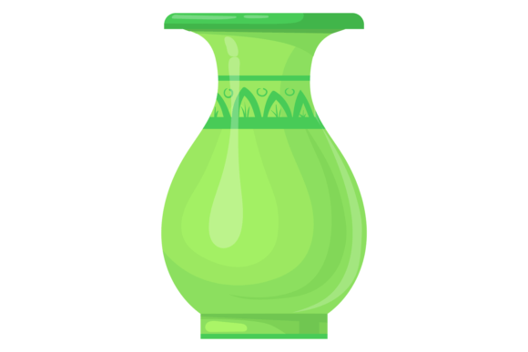 The Green Retro Vase Cartoon Icon: A Crafting Graphics Gem